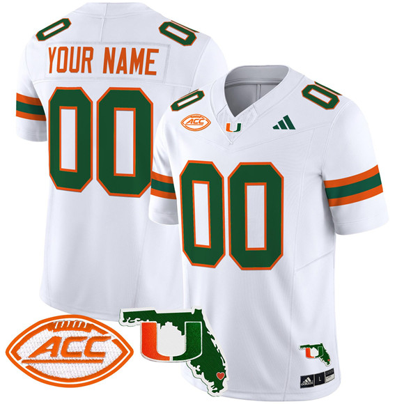 Men's Miami Hurricanes Active Player Custom White 2024 F.U.S.E. Florida Patch Vapor Limited Stitched Football Jersey Men's Miami Hurricanes Active Player Custom White 2024 F.U.S.E. Florida Patch Vapor Limited Stitched Football Jersey