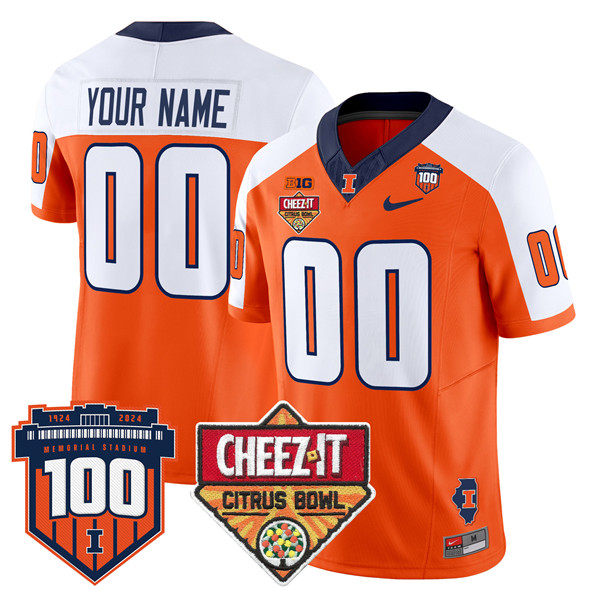 Men's Illinois Fighting Illini ACTIVE PLAYER Custom Orange Alternate 2025 F.U.S.E. Cheez-It Citrus Bowl Patch Vapor Limited Stitched Football Jersey Men's Illinois Fighting Illini ACTIVE PLAYER Custom Orange Alternate 2025 F.U.S.E. Cheez-It Citrus Bowl Patch Vapor Limited Stitched Football Jersey