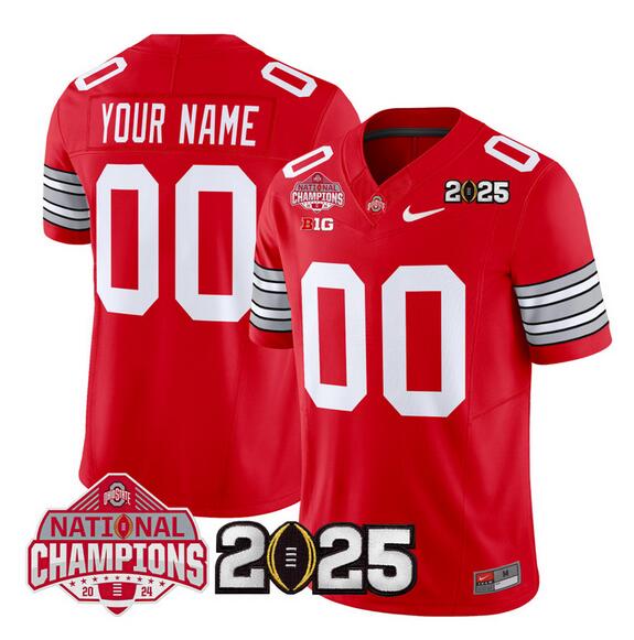 Men's Ohio State Buckeyes Active Player Custom Red 2025 CFP Final With National Champions Patch F.U.S.E. Vapor Limited Stitched Football Jersey Men's Ohio State Buckeyes Active Player Custom Red 2025 CFP Final With National Champions Patch F.U.S.E. Vapor Limited Stitched Football Jersey
