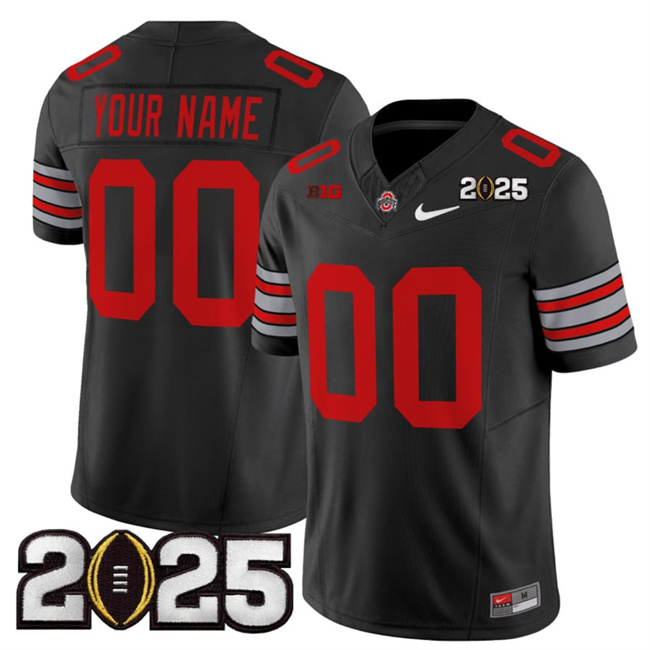 Men's Ohio State Buckeyes Active Player Custom Black 2025 CFP Final Patch F.U.S.E. Vapor Limited Stitched Football Jersey Men's Ohio State Buckeyes Active Player Custom Black 2025 CFP Final Patch F.U.S.E. Vapor Limited Stitched Football Jersey