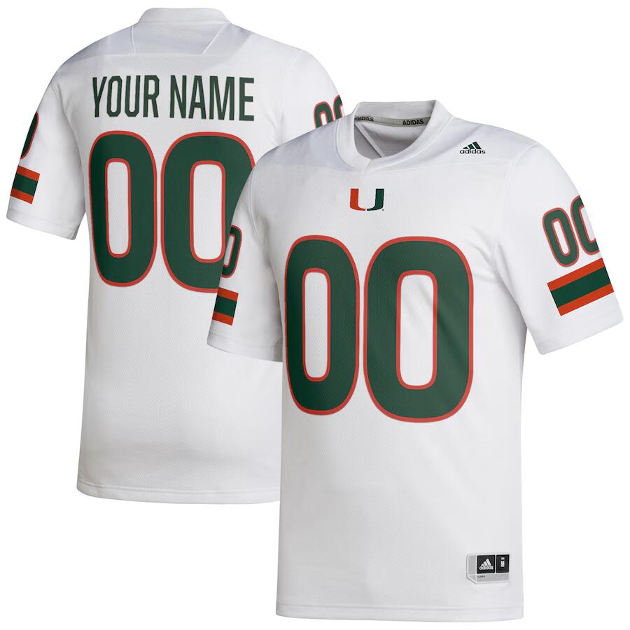 Men's Miami Hurricanes Customized White Stitched Football Jersey Men's Miami Hurricanes Customized White Stitched Football Jersey