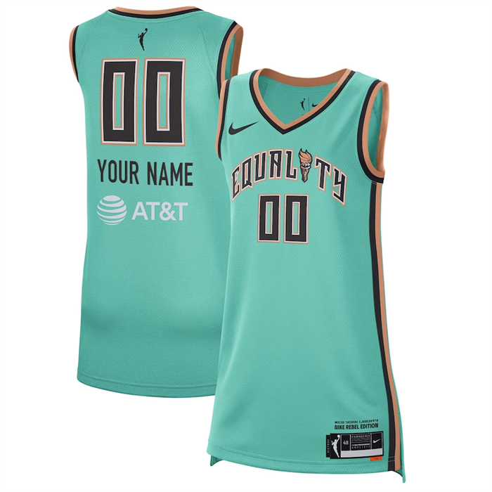 Women's New York Liberties Active Player Custom Teal Stitched Basketball Jersey Women's New York Liberties Active Player Custom Teal Stitched Basketball Jersey