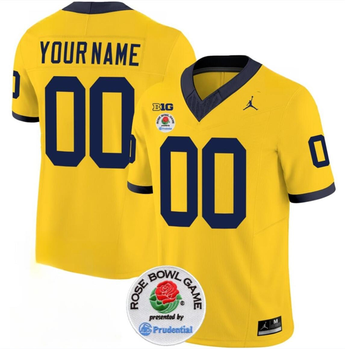 Men's Michigan Wolverines ACTIVE PLAYER Custom 2023 F.U.S.E. Yellow Rose Bowl Patch Stitched Jersey Men's Michigan Wolverines ACTIVE PLAYER Custom 2023 F.U.S.E. Yellow Rose Bowl Patch Stitched Jersey