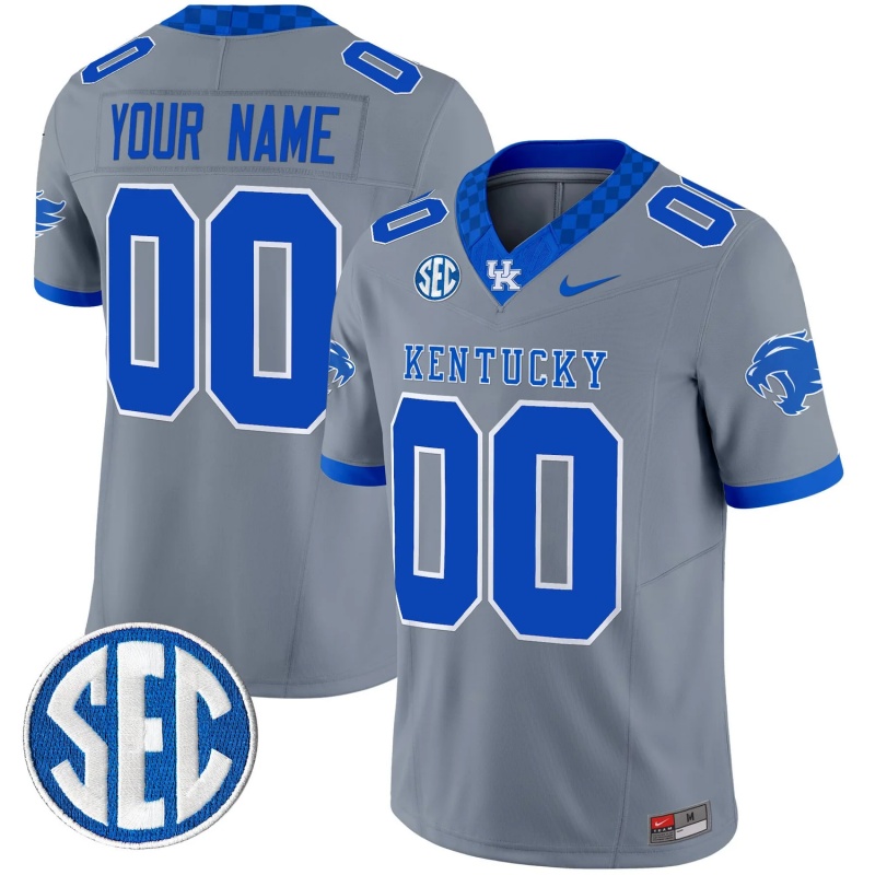 Custom Men Kentucky Wildcats Gray Vapor Limited Stitched Jersey Custom Men Kentucky Wildcats Gray Vapor Limited Stitched Jersey