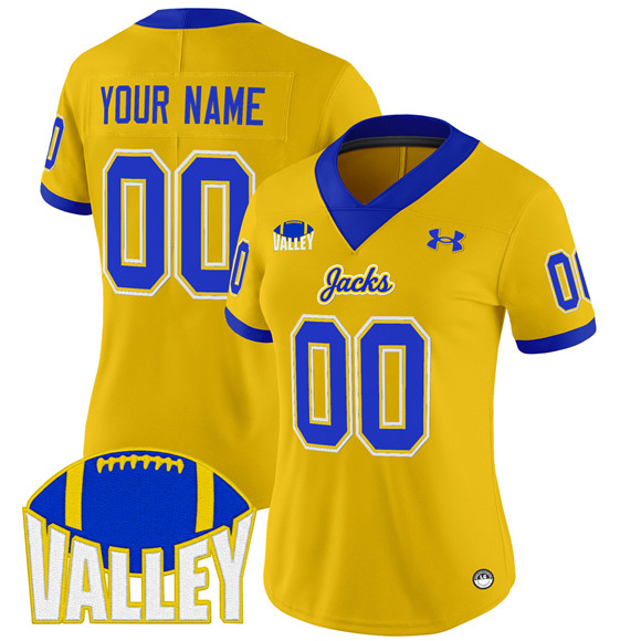 Women's South Dakota State Jackrabbits Active Player Custom Gold 2025 F.U.S.E. Vapor Limited Stitched Football Jersey(Run Small) Women's South Dakota State Jackrabbits Active Player Custom Gold 2025 F.U.S.E. Vapor Limited Stitched Football Jersey(Run Small)