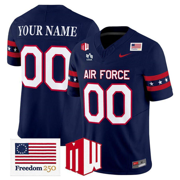 Men's Air Force Falcons Active Player Custom Navy 2026 F.U.S.E. Freedom 250 Vapor Limited Stitched Jersey