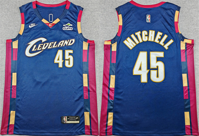 Men's Cleveland Cavaliers #45 Donovan Mitchell Navy 2025-26 Classic Edition Stitched Jersey Men's Cleveland Cavaliers #45 Donovan Mitchell Navy 2025-26 Classic Edition Stitched Jersey
