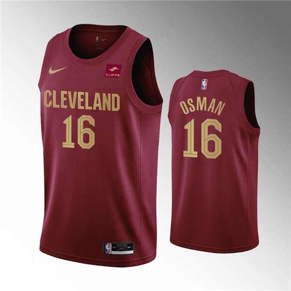 Men's Cleveland Cavaliers #16 Cedi Osman Wine Icon Edition Stitched Basketball Jersey Men's Cleveland Cavaliers #16 Cedi Osman Wine Icon Edition Stitched Basketball Jersey