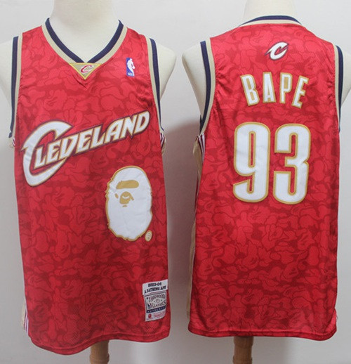 A Bathing Ape Cavaliers #93 Bape Red Stitched Basketball Jersey A Bathing Ape Cavaliers #93 Bape Red Stitched Basketball Jersey