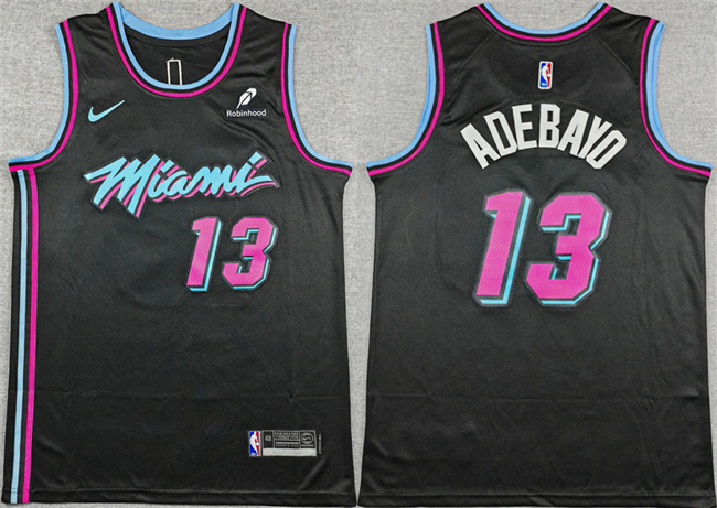 Men's Miami Heat #13 Bam Adebayo Black 2025-26 City Edition Stitched Basketball Jersey Men's Miami Heat #13 Bam Adebayo Black 2025-26 City Edition Stitched Basketball Jersey