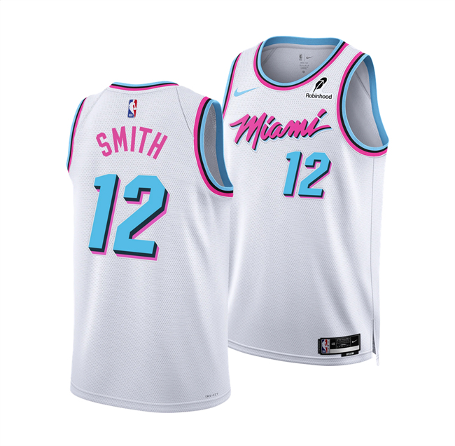 Men's Miami Heat #12 Dru Smith White 2024 25 City Edition Stitched Basketball Jersey Men's Miami Heat #12 Dru Smith White 2024 25 City Edition Stitched Basketball Jersey