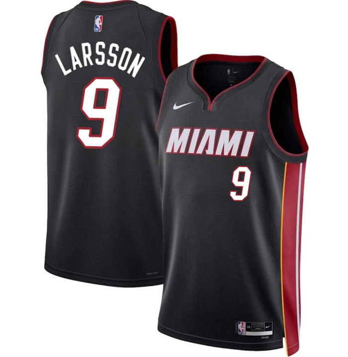 Men's Miami Heat #9 Pelle Larsson Black 2024 Draft Icon Edition Stitched Basketball Jersey Men's Miami Heat #9 Pelle Larsson Black 2024 Draft Icon Edition Stitched Basketball Jersey