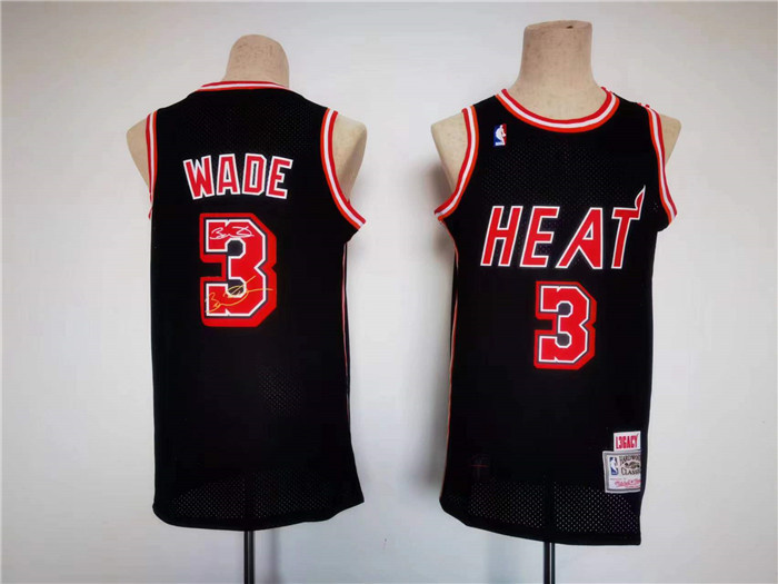Men's Miami Heat #3 Dwyane Wade Black Throwback Basketball Jersey Men's Miami Heat #3 Dwyane Wade Black Throwback Basketball Jersey