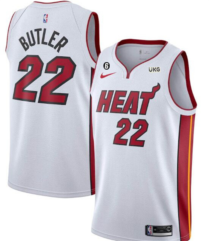 Men's Miami Heat #22 Jimmy Butler White With NO.6 Patch Stitched Jersey Men's Miami Heat #22 Jimmy Butler White With NO.6 Patch Stitched Jersey