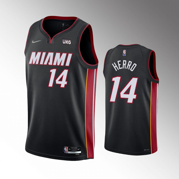Men's Miami Heat #14 Tyler Herro Black Icon Edition 75th Anniversary Stitched Jersey Men's Miami Heat #14 Tyler Herro Black Icon Edition 75th Anniversary Stitched Jersey