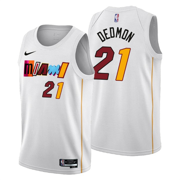 Men's Miami Heat #21 Dewayne Dedmon 2022 23 White City Edition Stitched Jersey Men's Miami Heat #21 Dewayne Dedmon 2022 23 White City Edition Stitched Jersey