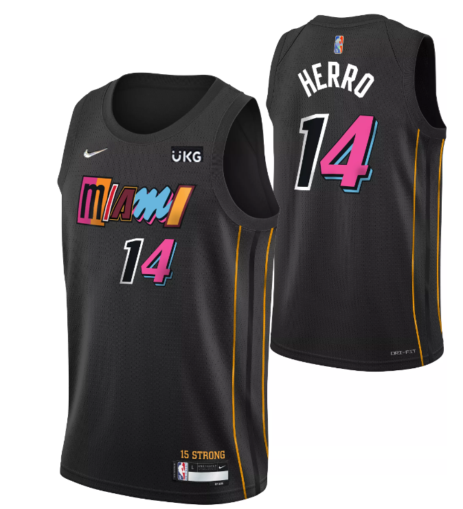 Men's Miami Heat #14 Tyler Herro 2021 2022 Black City Edition 75th Anniversary Stitched Jersey Men's Miami Heat #14 Tyler Herro 2021 2022 Black City Edition 75th Anniversary Stitched Jersey