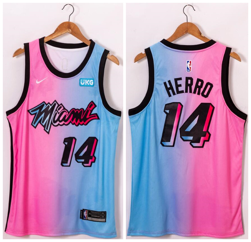 Heat 14 Tyler Herro Blue Pink Nike 2021 City Edition Swingman Jersey Heat 14 Tyler Herro Blue Pink Nike 2021 City Edition Swingman Jersey