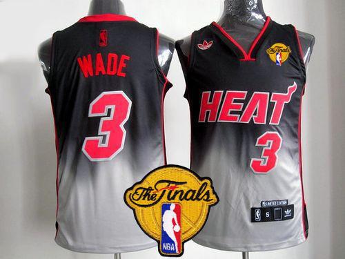 Heat #3 Dwyane Wade Black Grey Fadeaway Fashion Finals Patch Stitched NBA Jersey Heat #3 Dwyane Wade Black Grey Fadeaway Fashion Finals Patch Stitched NBA Jersey