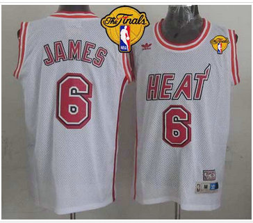 Miami Heat #6 LeBron James White Swingman Throwback Finals Patch Stitched NBA Jersey Miami Heat #6 LeBron James White Swingman Throwback Finals Patch Stitched NBA Jersey