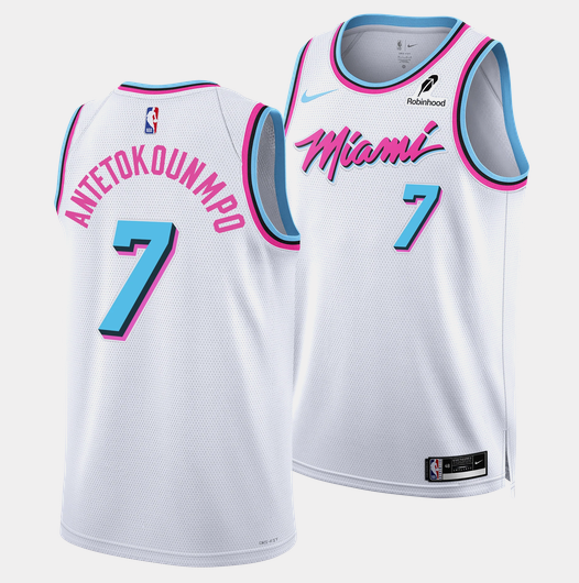 Men's Miami Heat #7 Giannis Antetokounmpo White 2026 Original Vice Swingman Stitched Basketball Jersey Men's Miami Heat #7 Giannis Antetokounmpo White 2026 Original Vice Swingman Stitched Basketball Jersey