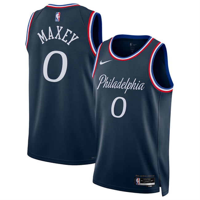Men's Philadelphia 76ers #0 Tyrese Maxey Navy 2025 26 City Edition Stitched Jersey Men's Philadelphia 76ers #0 Tyrese Maxey Navy 2025 26 City Edition Stitched Jersey