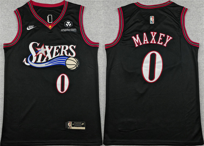 Men's Philadelphia 76ers #0 Tyrese Maxey Black 2025 Classic Edition Stitched Stitched Jersey Men's Philadelphia 76ers #0 Tyrese Maxey Black 2025 Classic Edition Stitched Stitched Jersey