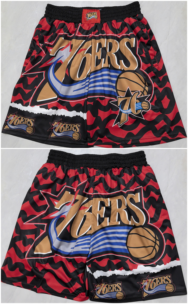 Men's Philadelphia 76ers Black Red Shorts (Run Small) Men's Philadelphia 76ers Black Red Shorts (Run Small)