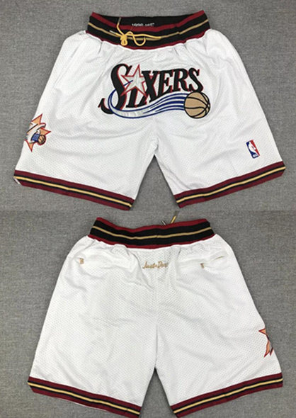 Men's Philadelphia 76ers White Shorts (Run Small) 3 Men's Philadelphia 76ers White Shorts (Run Small) 3