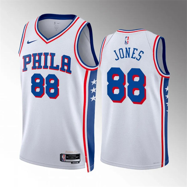 Men's Philadelphia 76ers #88 Kai Jones White Association Edition Stitched Jersey Men's Philadelphia 76ers #88 Kai Jones White Association Edition Stitched Jersey