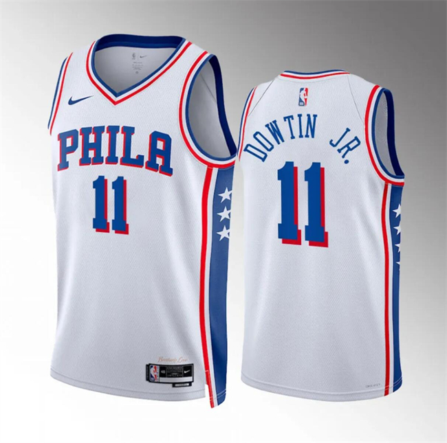 Men's Philadelphia 76ers #11 Jeff Dowtin Jr White Association Edition Stitched Jersey Men's Philadelphia 76ers #11 Jeff Dowtin Jr White Association Edition Stitched Jersey