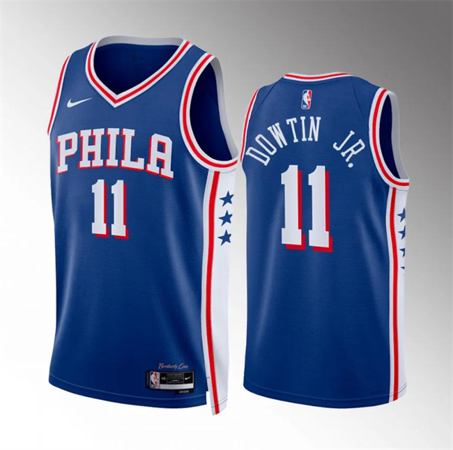 Men's Philadelphia 76ers #11 Jeff Dowtin Jr Royal Icon Edition Stitched Jersey Men's Philadelphia 76ers #11 Jeff Dowtin Jr Royal Icon Edition Stitched Jersey