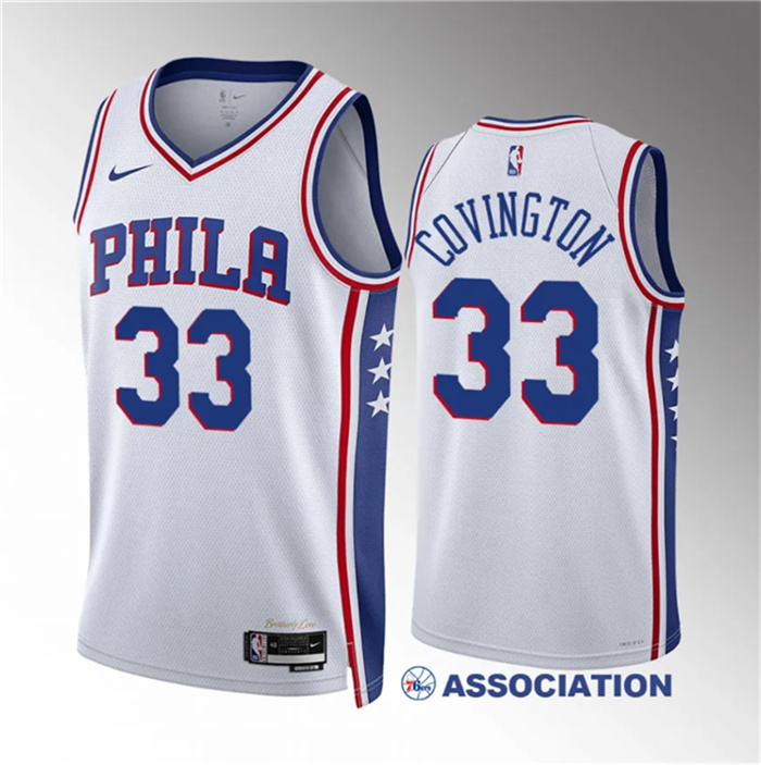 Men's Philadelphia 76ers #33 Robert Covington White Association Edition Stitched Jersey Men's Philadelphia 76ers #33 Robert Covington White Association Edition Stitched Jersey