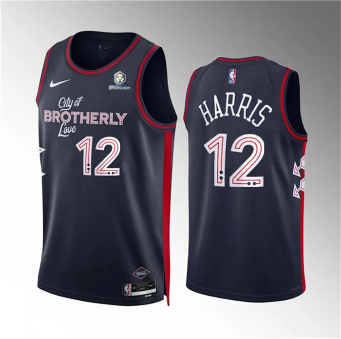 Men's Philadelphia 76ers #12 Tobias Harris Navy 2023 24 City Edition Stitched Jersey Men's Philadelphia 76ers #12 Tobias Harris Navy 2023 24 City Edition Stitched Jersey