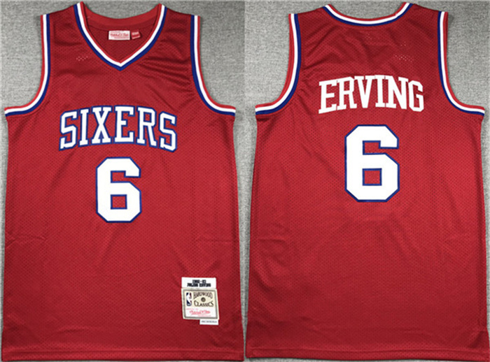 Men's Philadelphia 76ers #6 Julius Erving Red Throwback Basketball Jersey Men's Philadelphia 76ers #6 Julius Erving Red Throwback Basketball Jersey