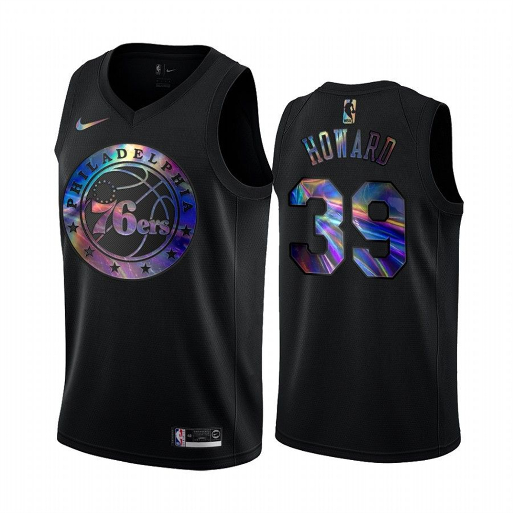 Nike 76ers #39 Dwight Howard Men's Iridescent Holographic Collection NBA Jersey - Black Nike 76ers #39 Dwight Howard Men's Iridescent Holographic Collection NBA Jersey - Black