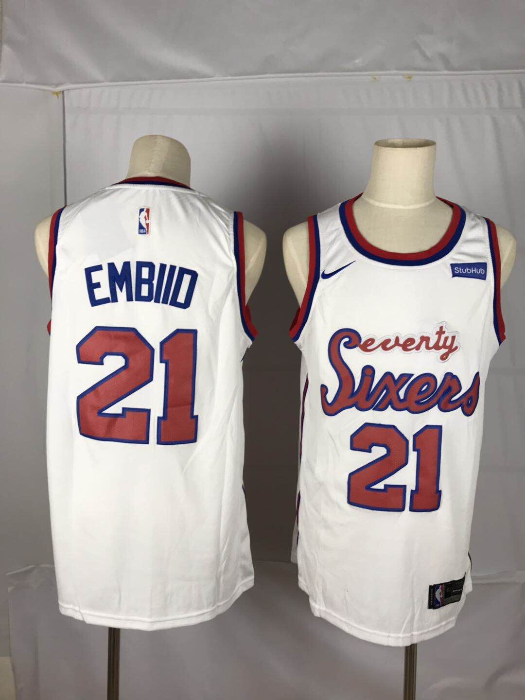 76ers 21 Joel Embiid White Nike Throwback Swingman Jersey 76ers 21 Joel Embiid White Nike Throwback Swingman Jersey