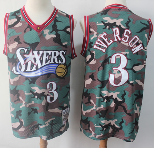 76ers #3 Allen Iverson Camo Stitched Basketball Swingman Jersey 76ers #3 Allen Iverson Camo Stitched Basketball Swingman Jersey