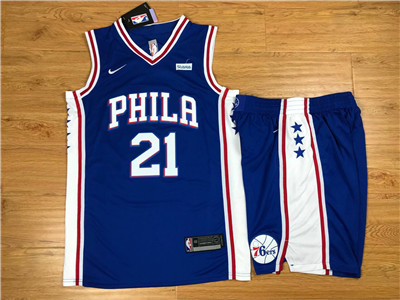 Nike 76ers #21 Joel Embiid Blue Swingman Jersey(With Shorts) Nike 76ers #21 Joel Embiid Blue Swingman Jersey(With Shorts)