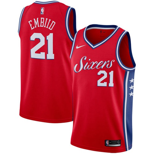 Nike 76ers #21 Joel Embiid Red Statement Edition NBA Swingman Jersey Nike 76ers #21 Joel Embiid Red Statement Edition NBA Swingman Jersey