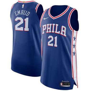 Nike 76ers #21 Joel Embiid Blue NBA Authentic Jersey Nike 76ers #21 Joel Embiid Blue NBA Authentic Jersey