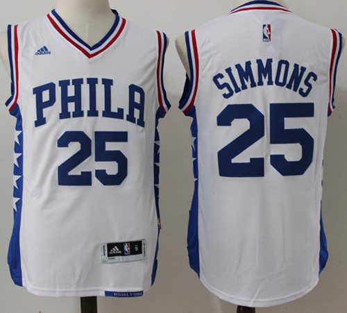 76ers #25 Ben Simmons White Stitched NBA Jersey 76ers #25 Ben Simmons White Stitched NBA Jersey