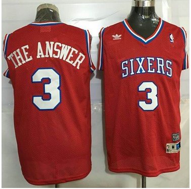 76ers #3 Allen Iverson Red Throwback The Answer Stitched NBA Jersey 76ers #3 Allen Iverson Red Throwback The Answer Stitched NBA Jersey