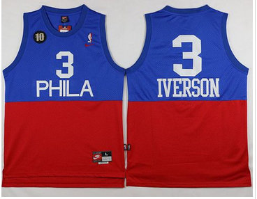 Philadelphia 76ers #3 Allen Iverson Red Blue Nike Throwback Stitched NBA Jersey Philadelphia 76ers #3 Allen Iverson Red Blue Nike Throwback Stitched NBA Jersey