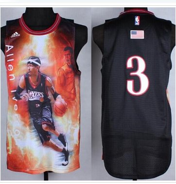 Philadelphia 76ers #3 Allen Iverson Black Portrait Fashion Stitched NBA Jersey Philadelphia 76ers #3 Allen Iverson Black Portrait Fashion Stitched NBA Jersey