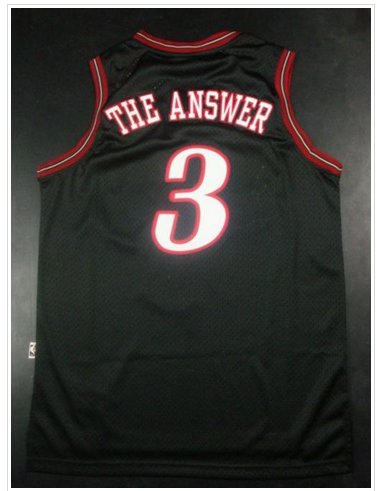Philadelphia 76ers #3 Allen Iverson Black Throwback The Answer Stitched NBA Jersey
