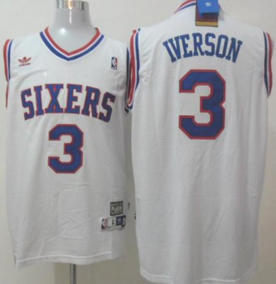 Philadelphia 76ers 3 Allen Iverson White Throwback NBA Jerseys Philadelphia 76ers 3 Allen Iverson White Throwback NBA Jerseys