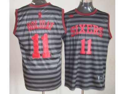 nba philadelphia 76ers #11 holiday grey(black strip) nba philadelphia 76ers #11 holiday grey(black strip)