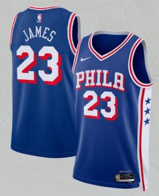Men's Philadelphia 76ers #23 LeBron James Blue 2026 Association Edition Stitched Jersey Men's Philadelphia 76ers #23 LeBron James Blue 2026 Association Edition Stitched Jersey