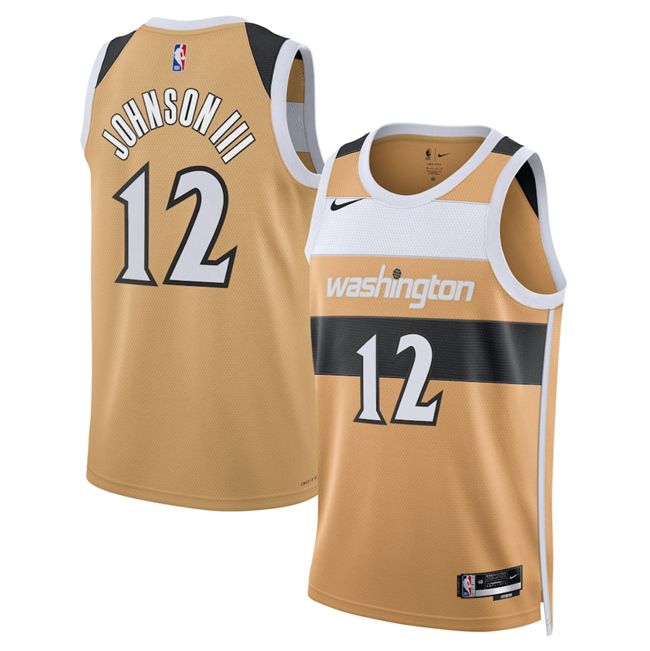 Men's Washington Wizards #12 Tre Johnson Gold 2025 26 City Edition Stitched Basketball Jersey Men's Washington Wizards #12 Tre Johnson Gold 2025 26 City Edition Stitched Basketball Jersey